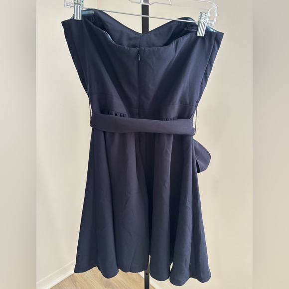 Badgley Mischka Collection Navy Dress with Sash - Picture 2 of 7